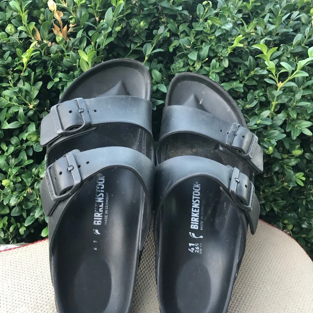 Birkenstock Arizona Exquisite Mens Black Rubber Sandals Size 41/8US